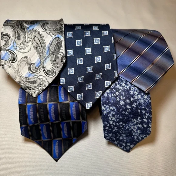 Jos. A. Bank and more Blue and Gray Silk and Linen Tie Collection Set of 5 ties - Picture 13 of 14